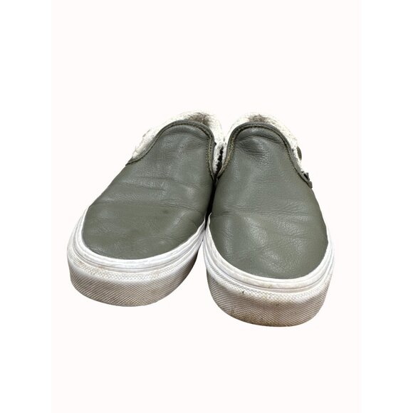 Vans men’s 7.5 or womens 9 green leather fur lined low top shoes slip  SKU 6269 main image 6